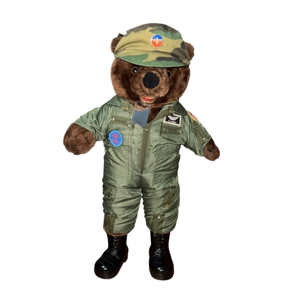 📌Bear Forces of America U.S. Army Military Teddy Bear Collectible w Dog Tags